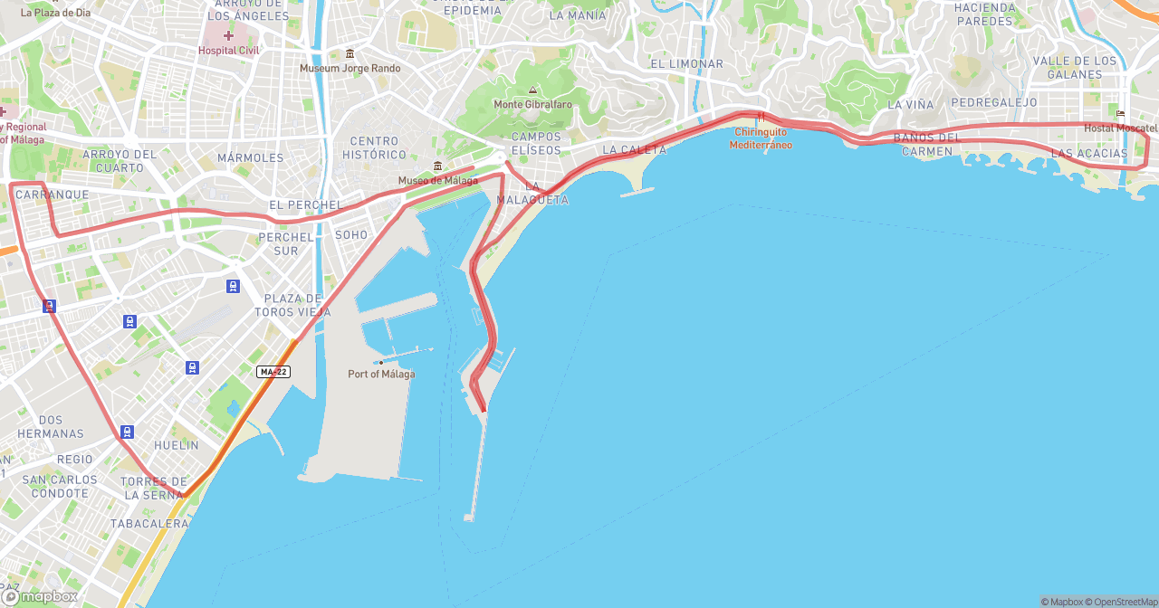 Malaga Half Marathon 2023 Route